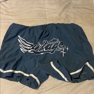 SHEIN Blue Athletic Shorts with White Accents